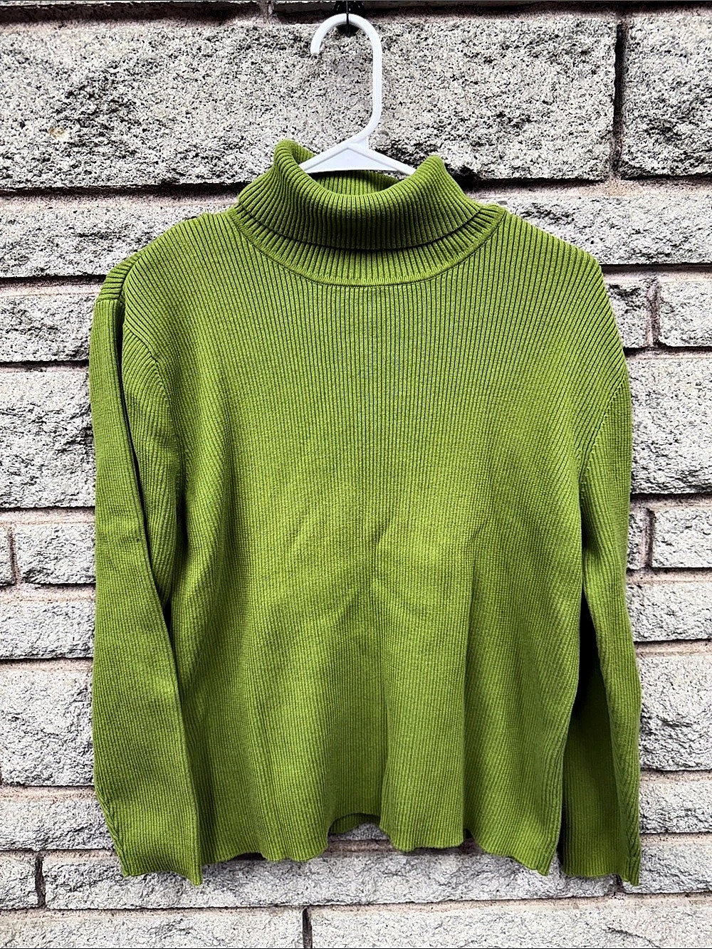 Studio Classics Women's Cotton Turtleneck Sweater Green 2X Like New